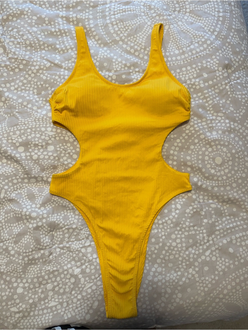 Cupshe Yellow Ribbed Cutout One-Piece Swimsuit